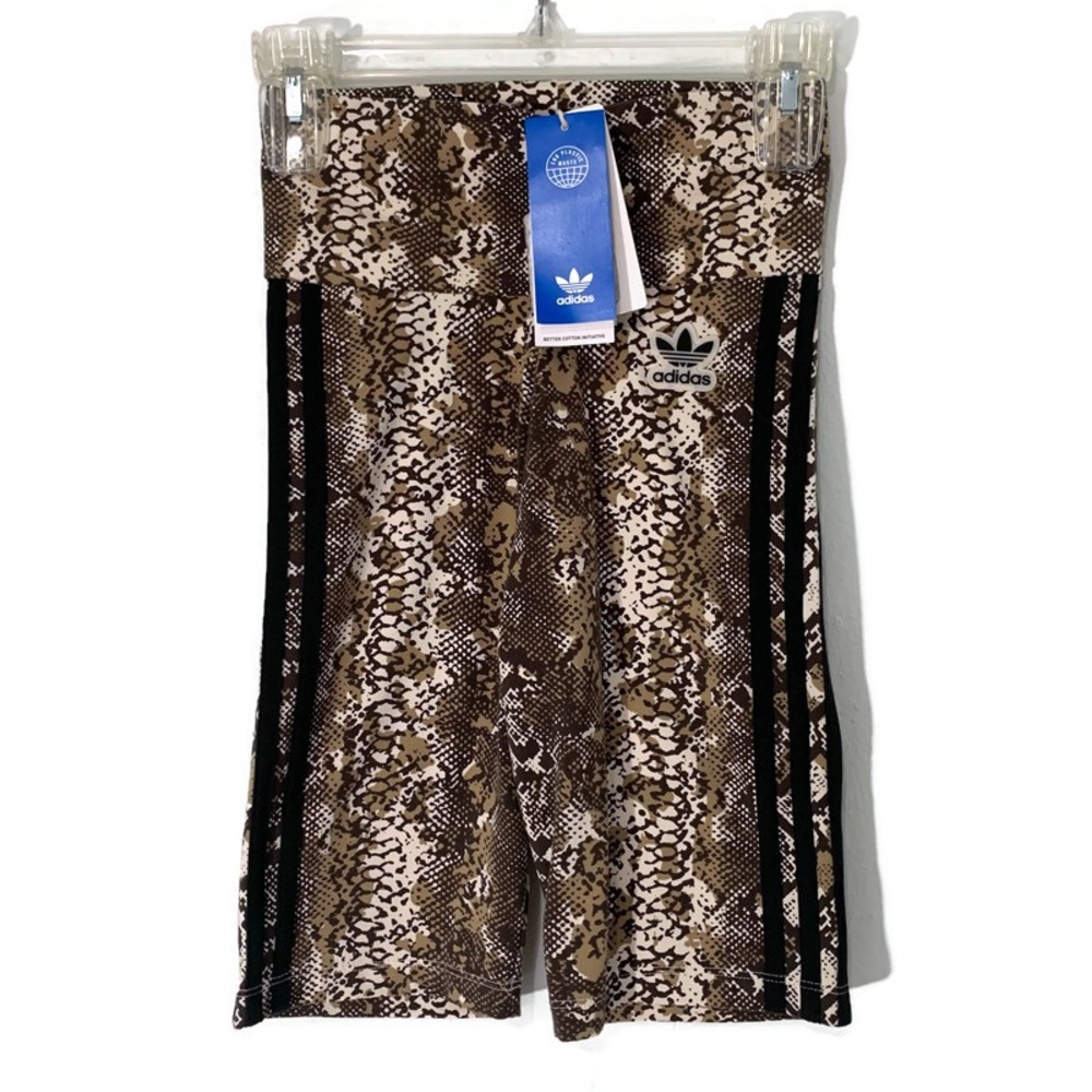 Adidas Womens Short Tights Brown Wonder White Animal Skin Leggings X Sma…